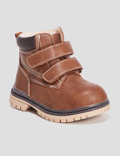 Bottines à scratchs fourrées marron bébé garçon