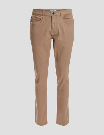Pantalon droit en coton stretch sable homme