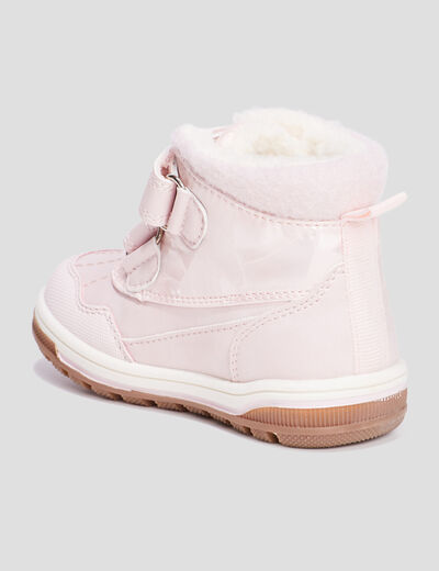 Bottines fourrées à scratchs Trappeur rose bébé fille