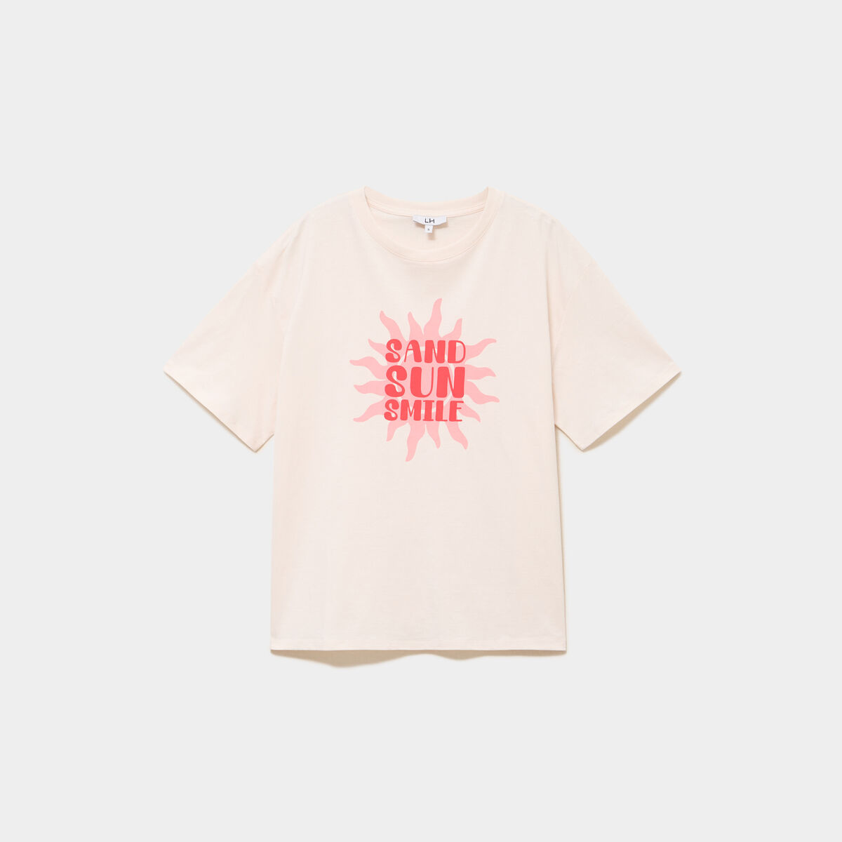 T-shirt droit manches courtes coton rose clair femme