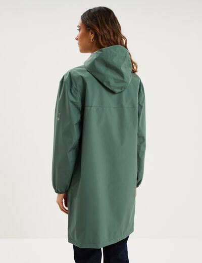 Parka longue imp&eacute;rm&eacute;able coupe-vent vert kaki femme