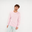 Pull droit col rond coton m&eacute;lang&eacute; rose pastel homme