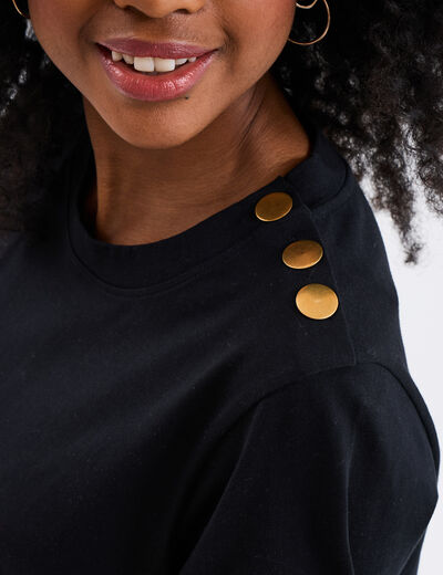 Robe t-shirt manches courtes coton noir femme