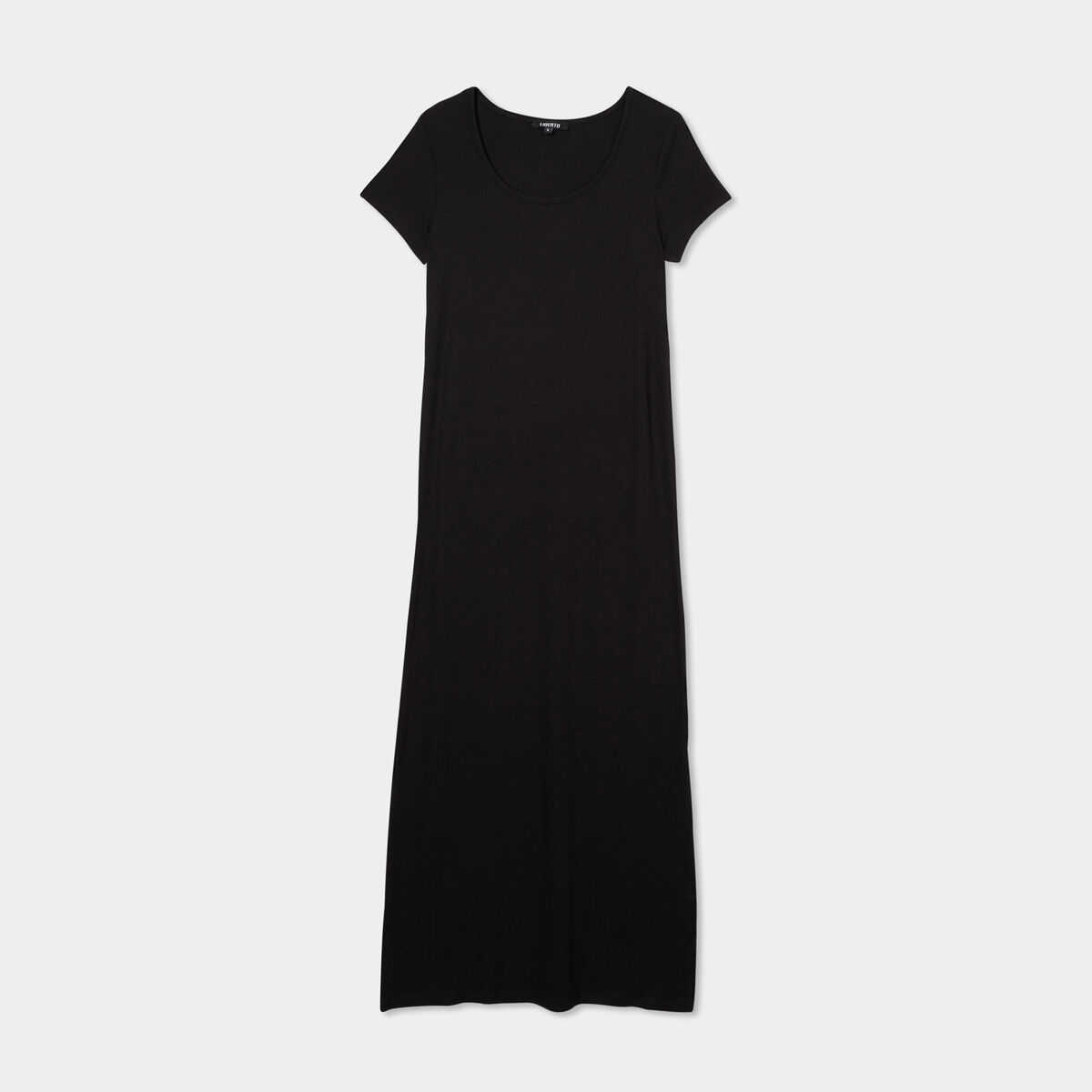 Robe longue droite côtelée Liberto noir femme