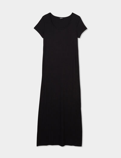 Robe longue droite côtelée Liberto noir femme