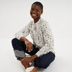 Blouse droite manches longues coton ecru femme