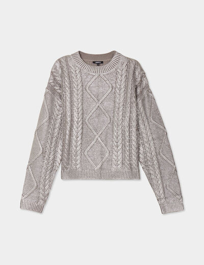 Pull irisé à torsades Liberto gris argent femme