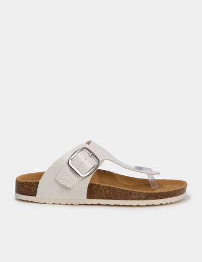 Mules avec entredoigts blanc femme