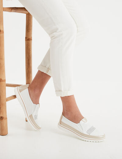 Mocassins pied large Confortissimo blanc femme