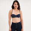 Soutien-gorge balconnet micro dentelle bleu marine femme