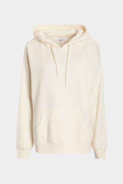 Sweat molleton à capuche hoodie sable femme