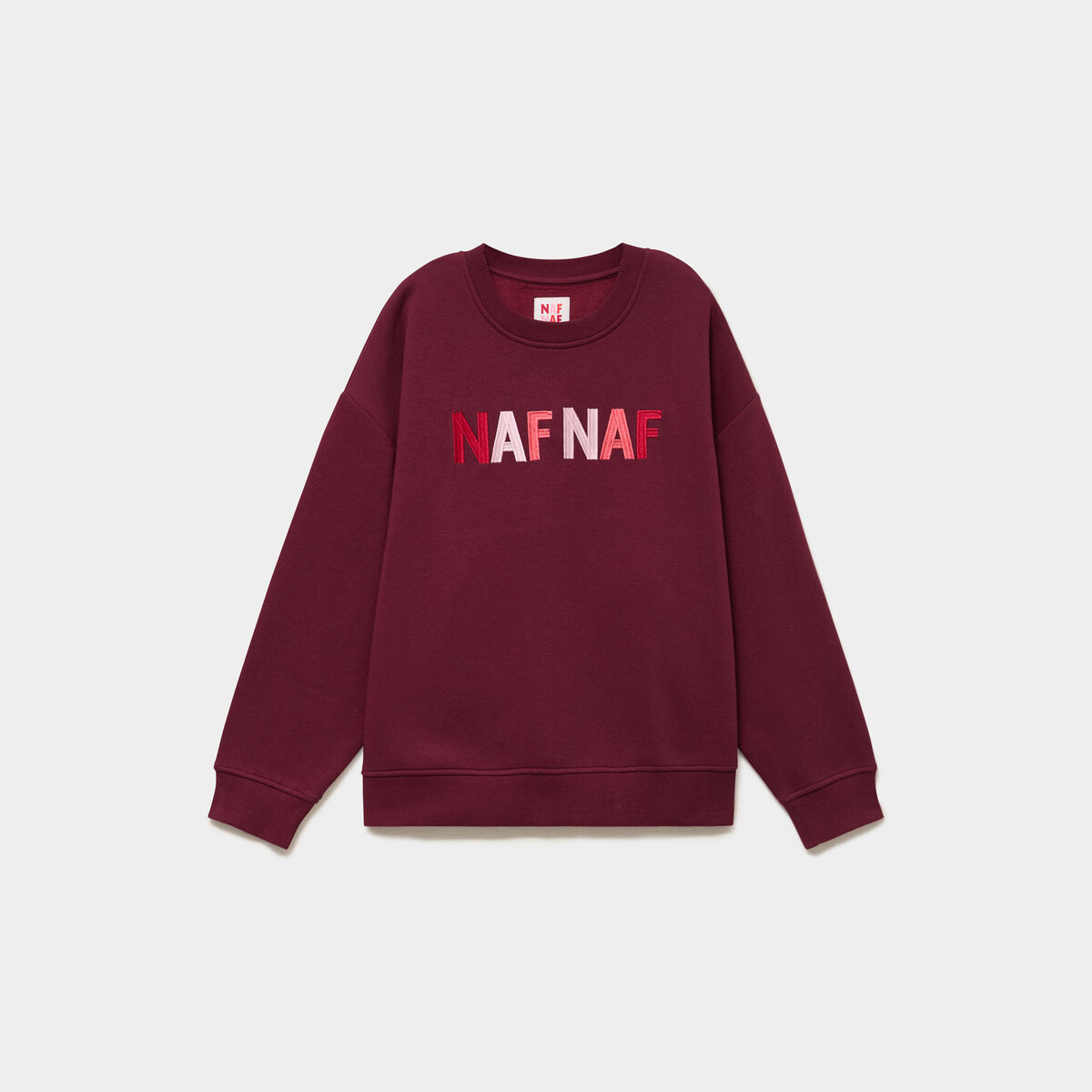Sweat col rond logo oversize bordeaux femme