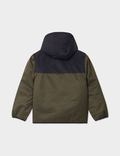 Doudoune réversible zippée à capuche bleu foncé garçon
