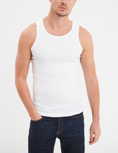 Débardeur coton bretelles larges blanc homme