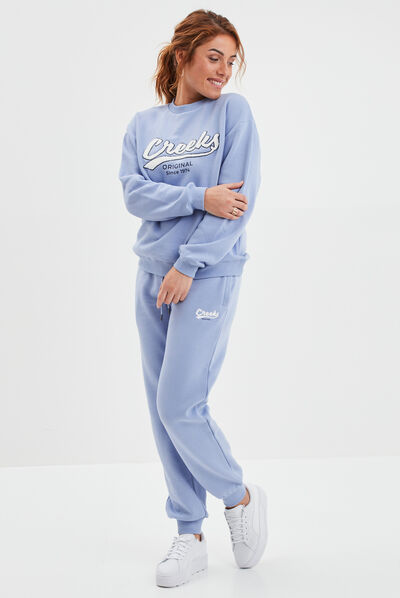 Pantalon jogging droit mauve femme