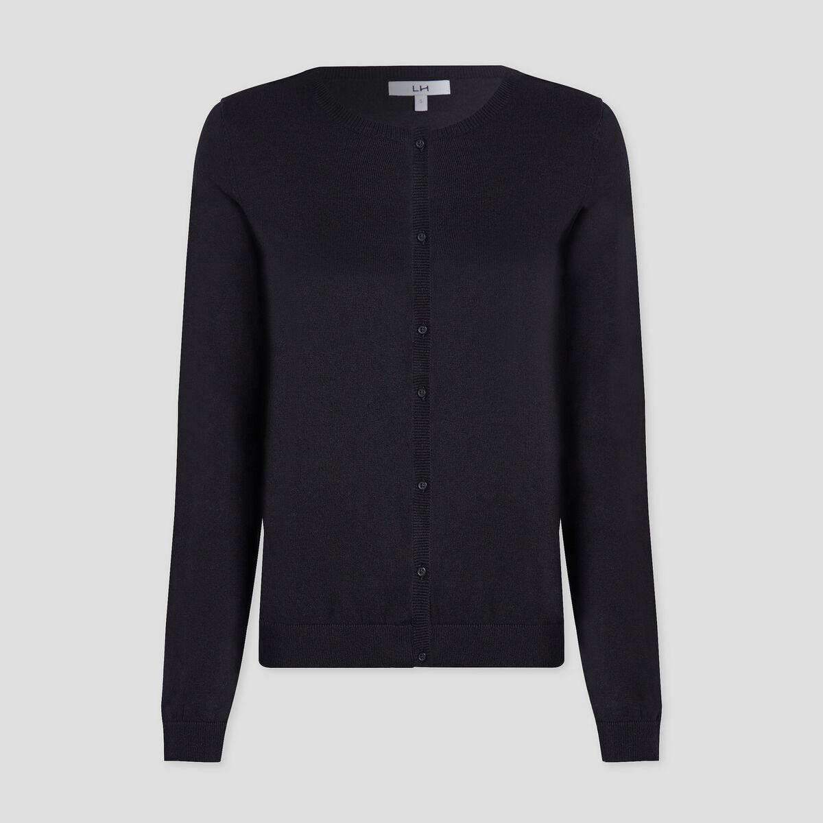Gilet manches longues boutonné col rond noir femme