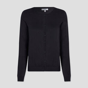 Gilet manches longues boutonné col rond noir femme
