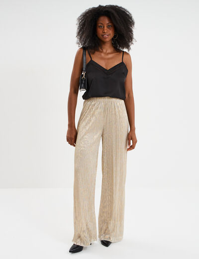 Caraco effet satin noir femme