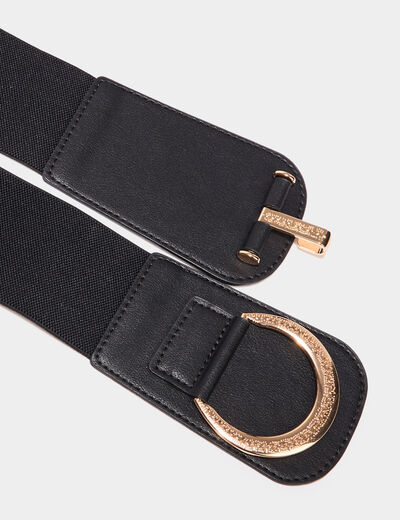 Ceinture élastiquée avec boucle noir femme