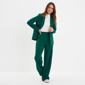 pantalon large fluide taille elastiquee vert fonce femme Pantalon large fluide taille élastiquée vert foncé femme