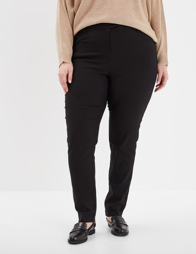 Pantalon droit taille haute noir femme grande taille