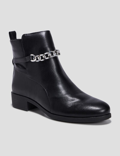 Bottines à détails chaînes noir femme