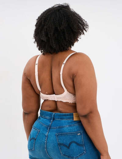 Soutien-gorge emboîtant dentelle rose clair femme grande taille