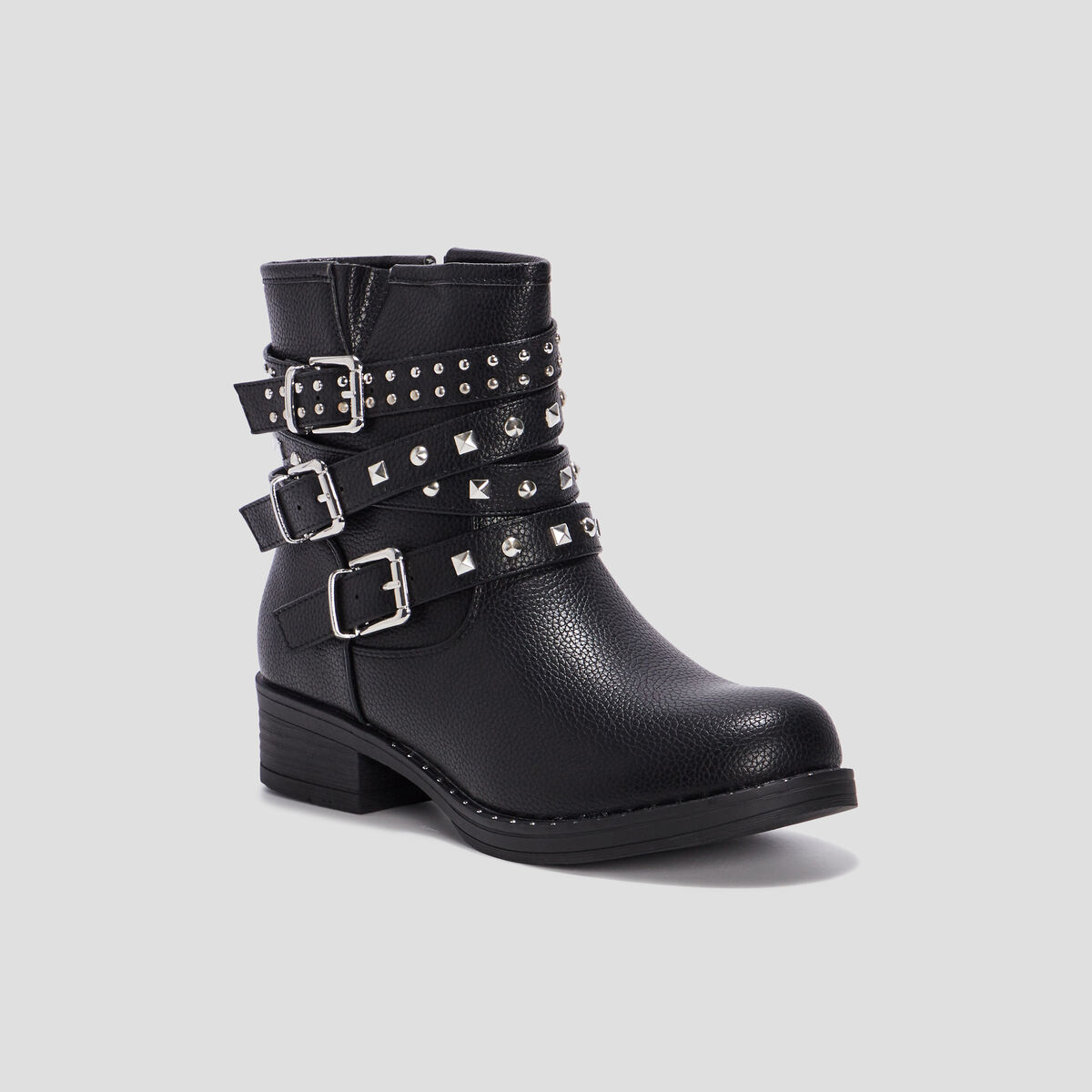 Bottines &agrave; talons clout&eacute;es noir femme