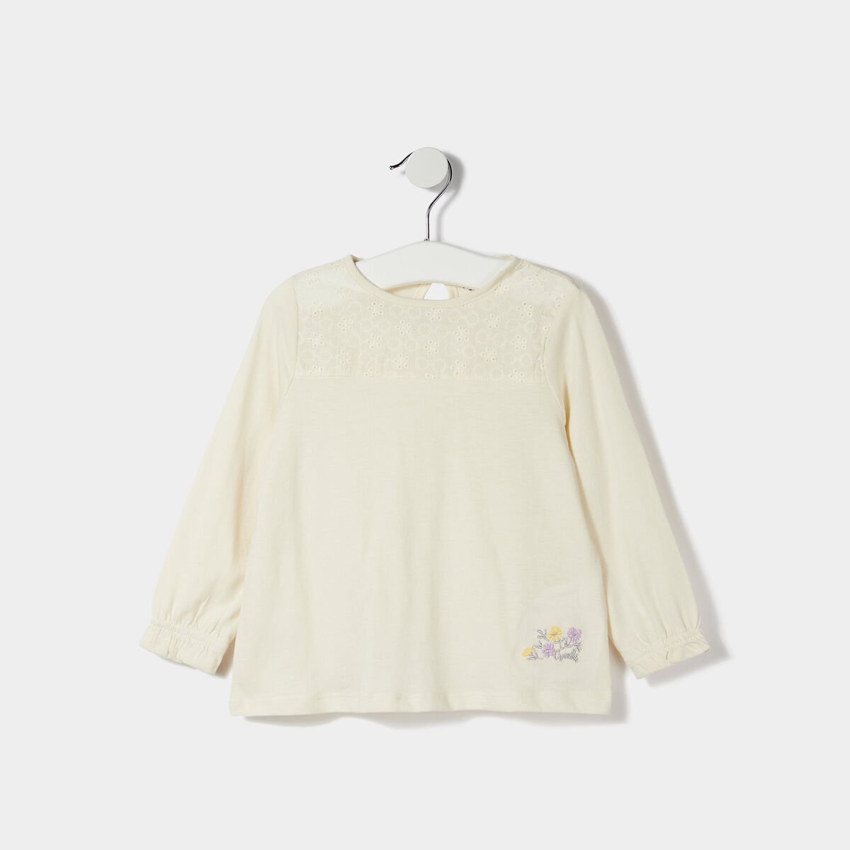 T-shirt avec broderie Creeks ivoire bébé fille