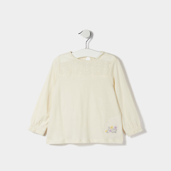 T-shirt avec broderie Creeks ivoire bébé fille