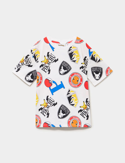 T-shirt manches courtes coton Pok&eacute;mon blanc gar&ccedil;on