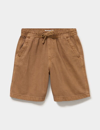 Bermuda regular taille &eacute;lastiqu&eacute;e coton marron fonc&eacute; gar&ccedil;on