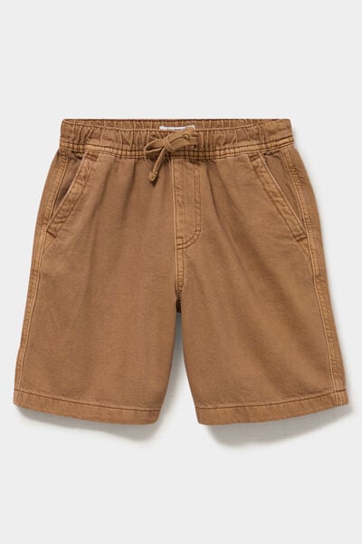 Bermuda regular taille &eacute;lastiqu&eacute;e coton marron fonc&eacute; gar&ccedil;on