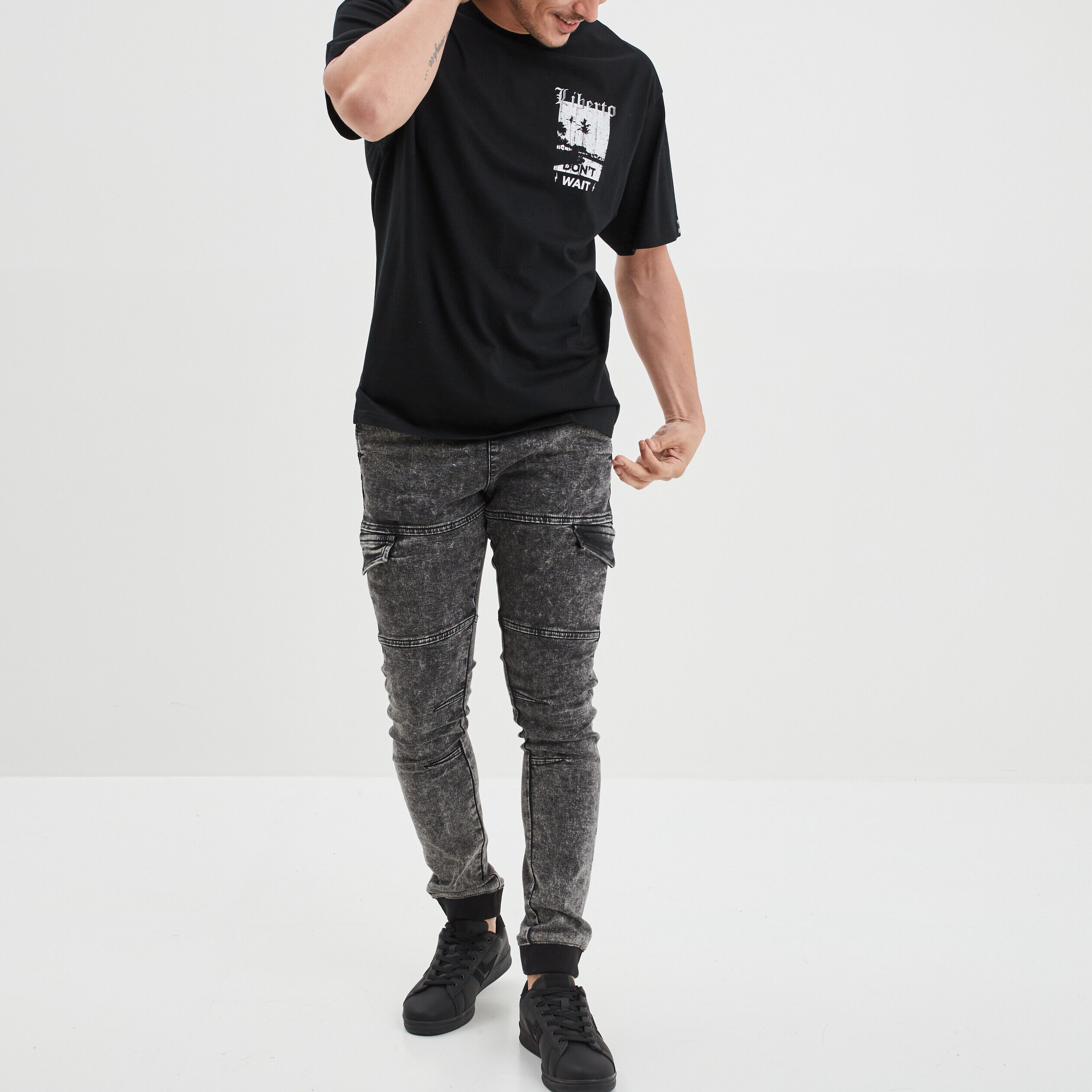 Pantalon skinny stretch denim gris homme LIBERTO