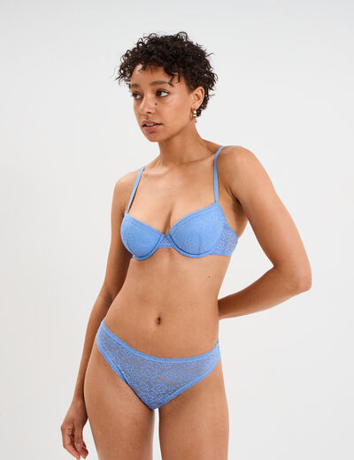 Soutien-gorge corbeille paddé dentelle bleu lavande femme