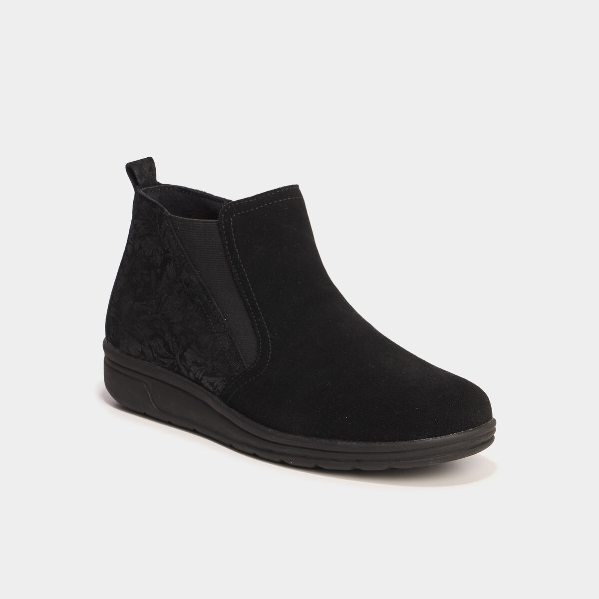 Boots confort en cuir noir femme
