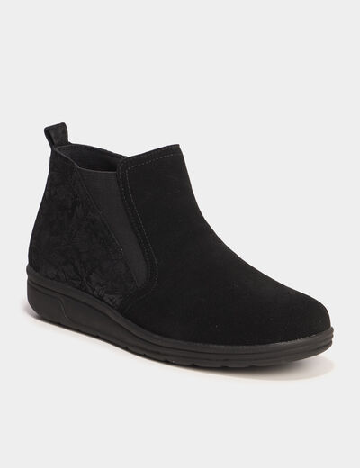 Boots confort en cuir noir femme