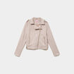 Veste biker en su&eacute;dine ajust&eacute;e beige femme