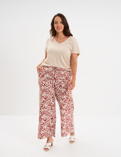Pantalon large fluide terracotta femme grande taille