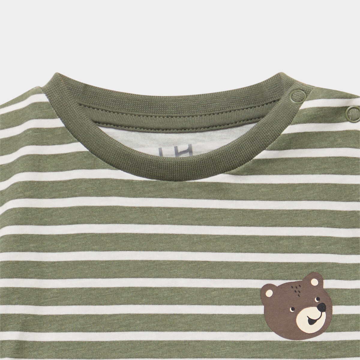 T-shirt manches longues coton vert kaki b&eacute;b&eacute; gar&ccedil;on