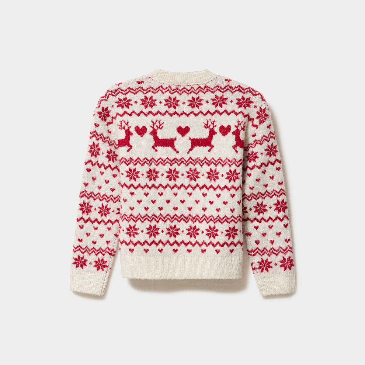 Pull de No&euml;l manches longues ecru fille