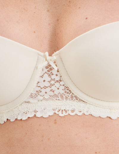 Soutien-gorge balconnet micro dentelle blanc femme