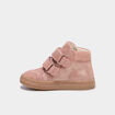 Bottillons &agrave; scratchs en cuir rose b&eacute;b&eacute; fille