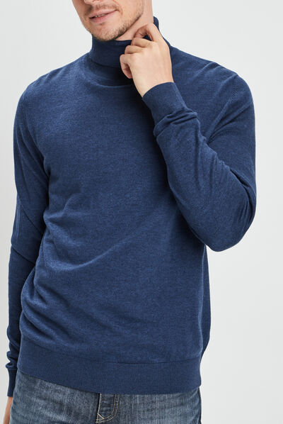 Pull avec col roulé bleu marine homme