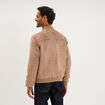 Blouson col biker en su&eacute;dine zipp&eacute; taupe homme
