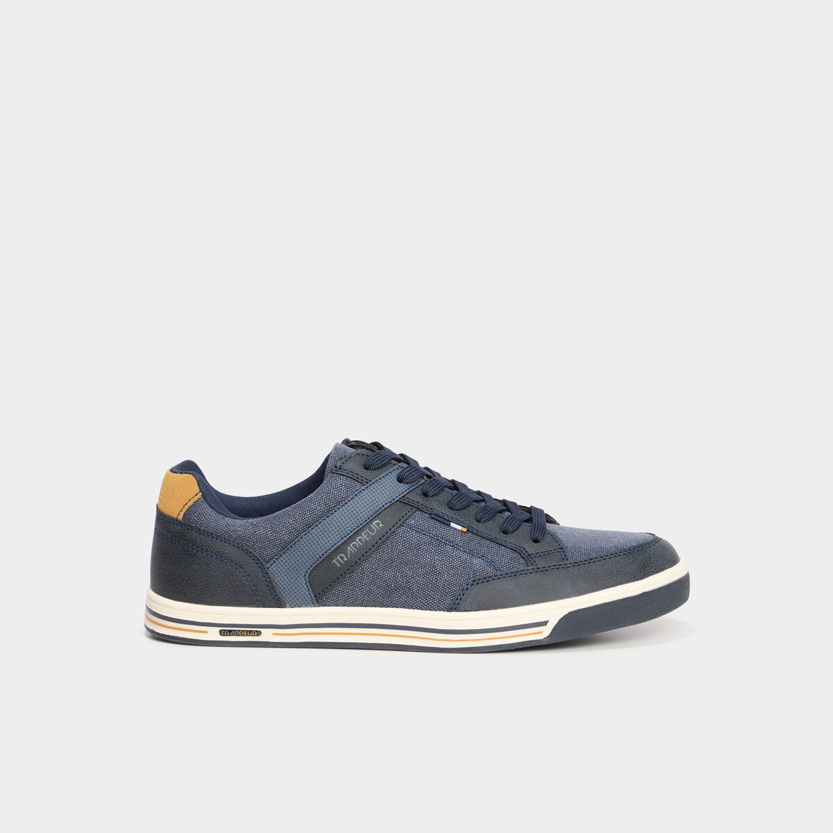Tennis toile &agrave; lacets bleu homme