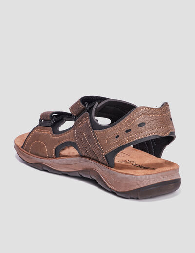 Sandales à scratchs marron homme