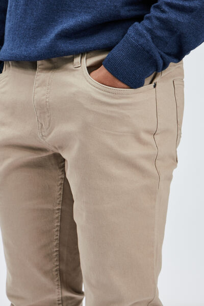 Pantalon droit en coton sable homme