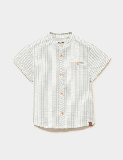 Chemise col mao manches courtes vert pastel b&eacute;b&eacute; gar&ccedil;on