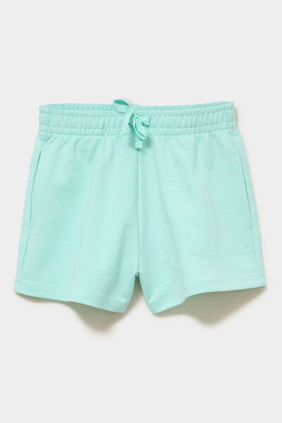 Short molletonn&eacute; taille &eacute;lastiqu&eacute;e vert clair fille